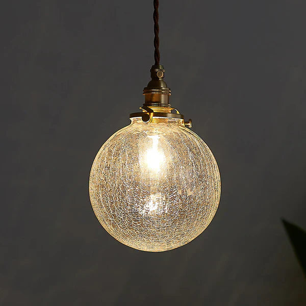Pendant Light Glass Industrial Style with Textured Globe Shade