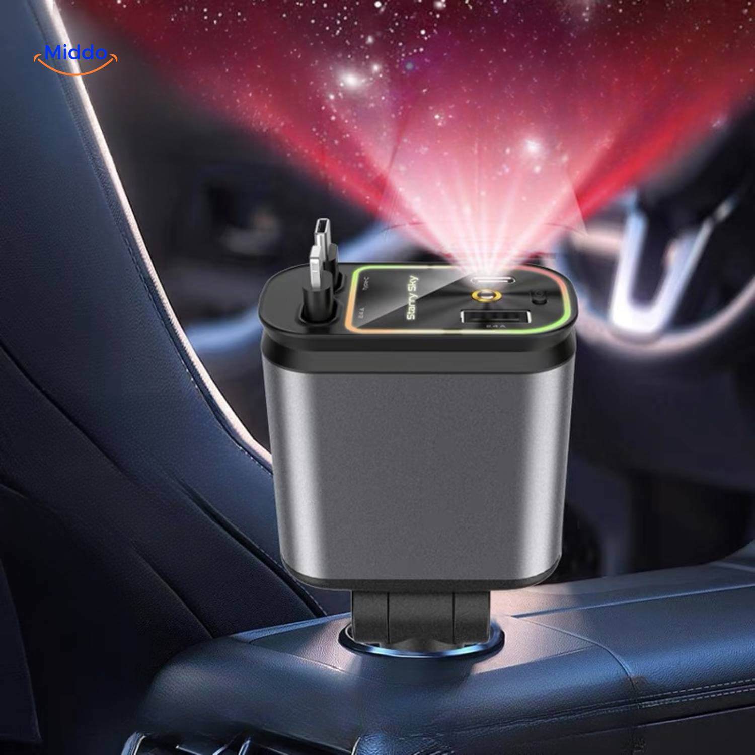 VoltAura™ — Charge Four Devices Fast & Light Up Your Night Drive Sky
