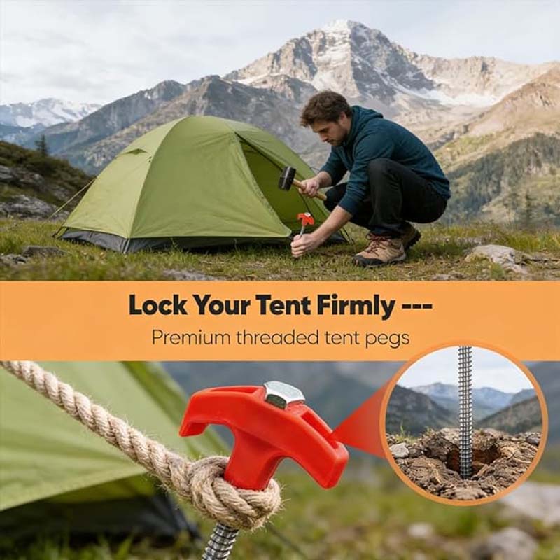 Steel Tent Stakes with Spiral Threads