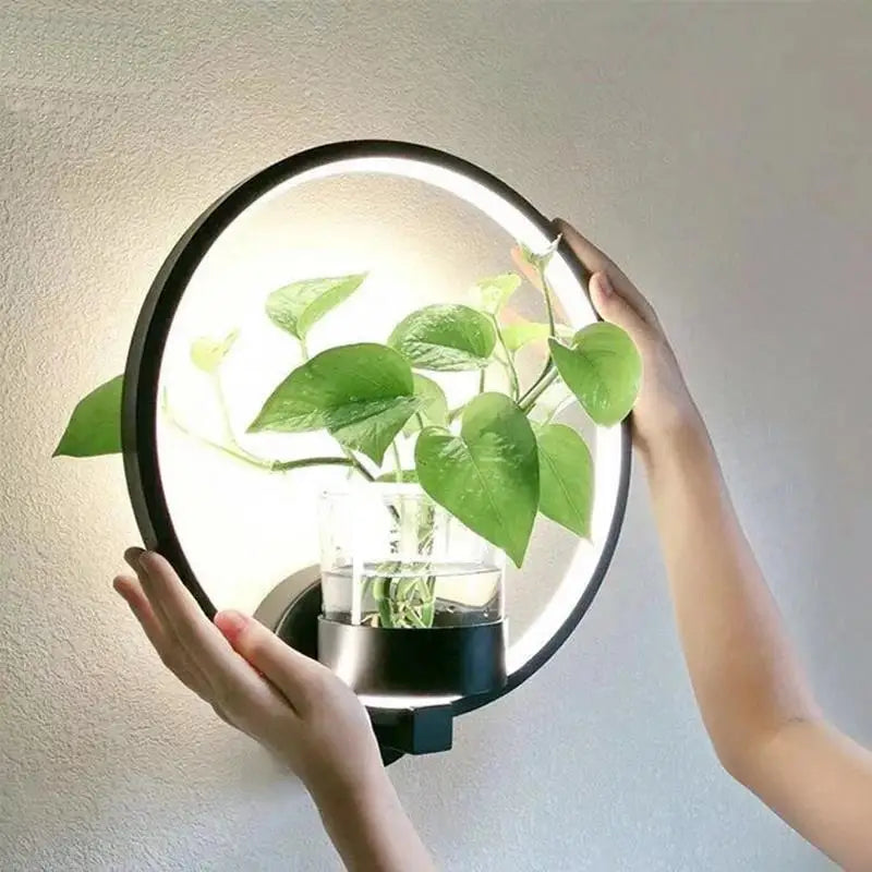 LED Botanical Wall Light with Glass Vase – Oval & Round