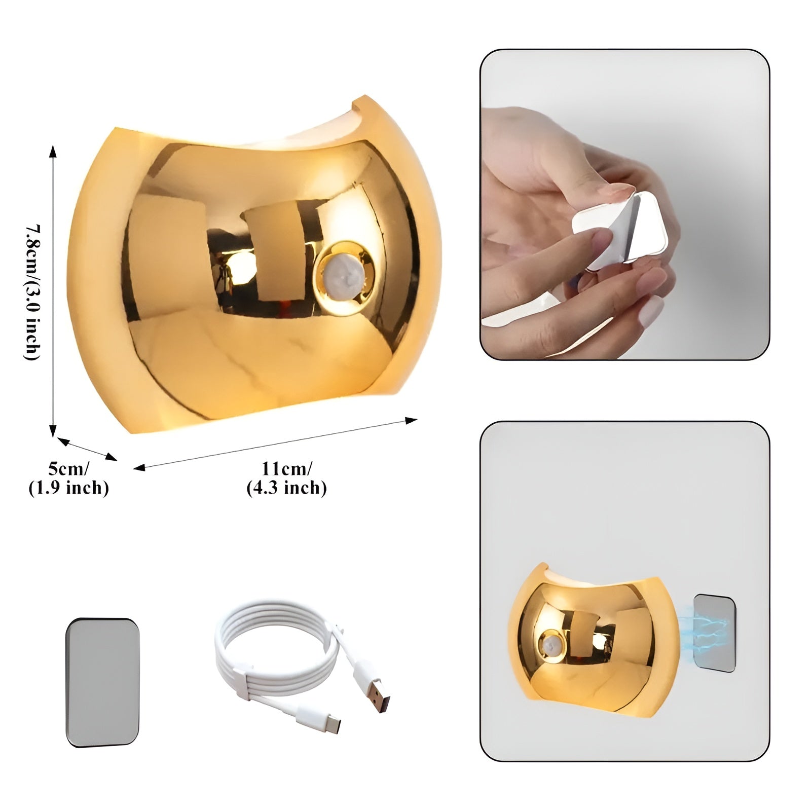 Wall Lamp with Motion Detector – Wireless, Magnetic & Rechargeable