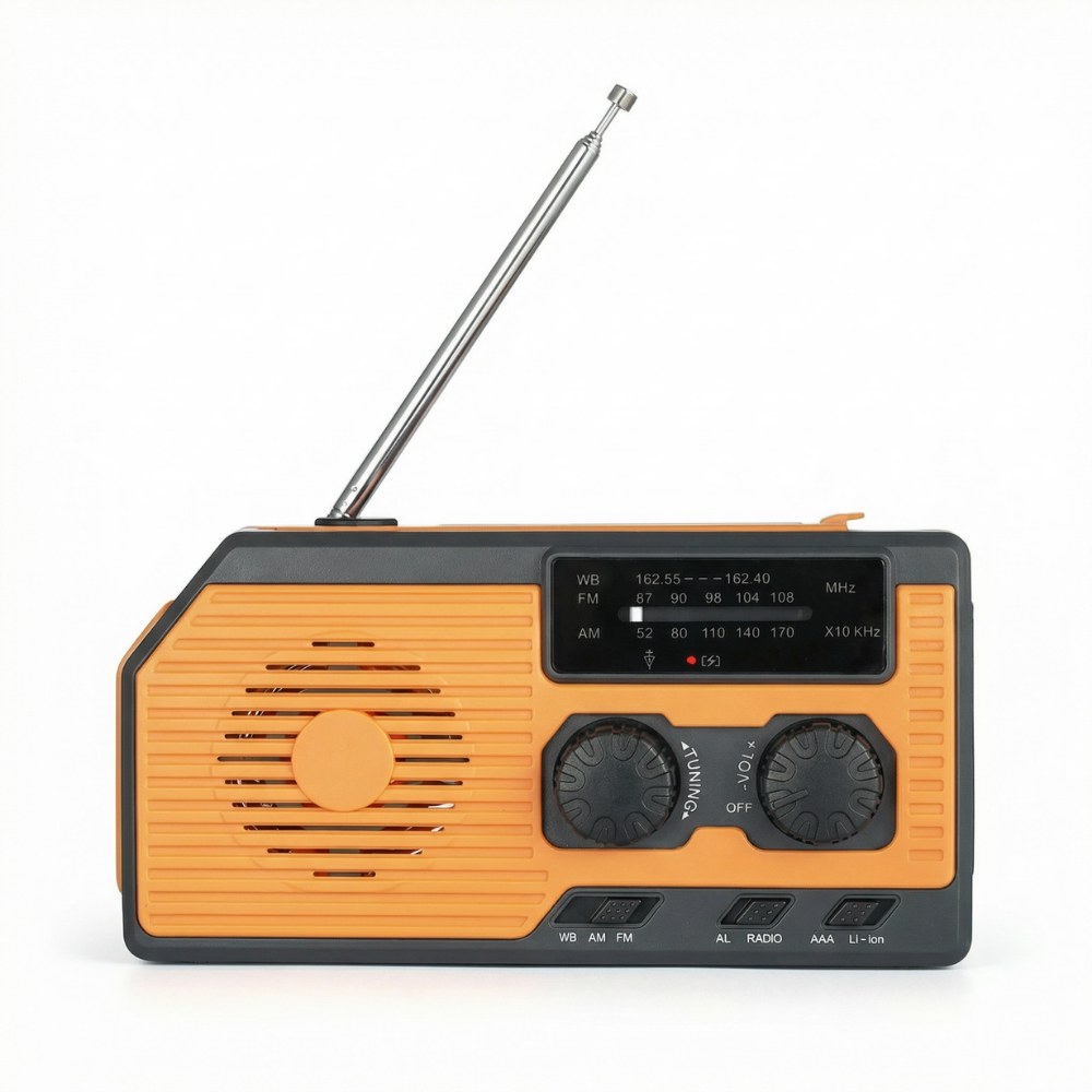 Solar-Powered 4-in-1 Emergency Radio with Battery Backup