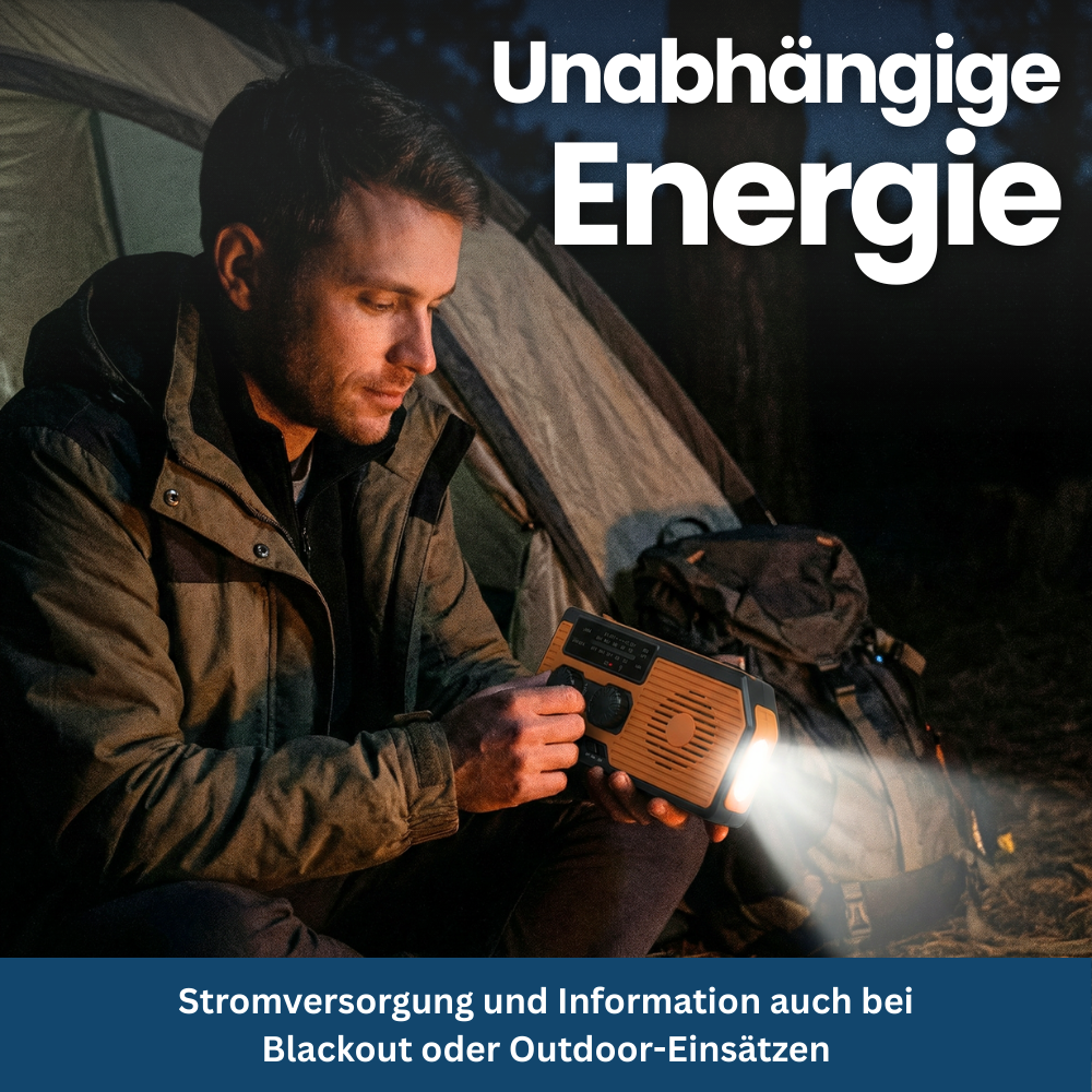 Solar-Powered 4-in-1 Emergency Radio with Battery Backup