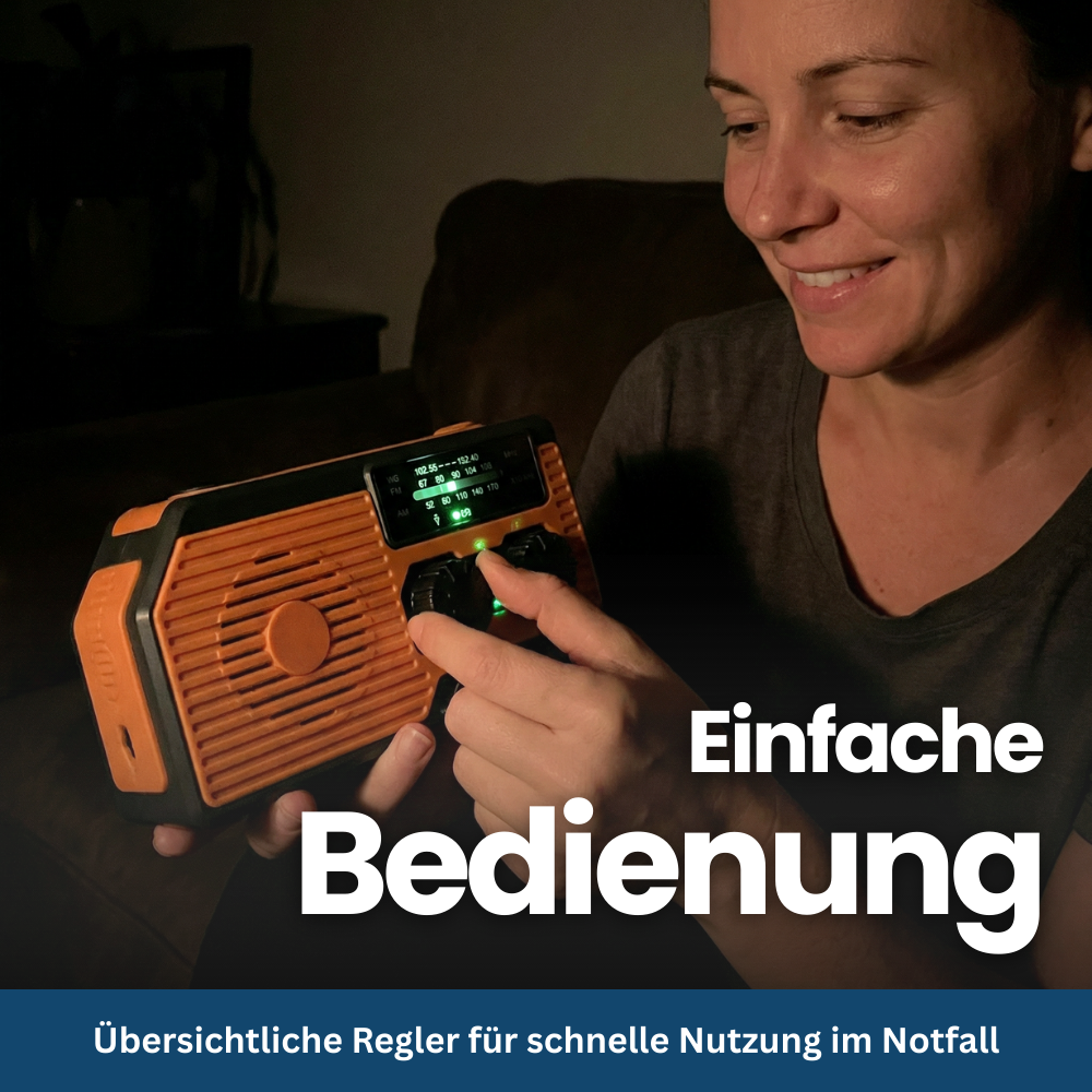 Solar-Powered 4-in-1 Emergency Radio with Battery Backup