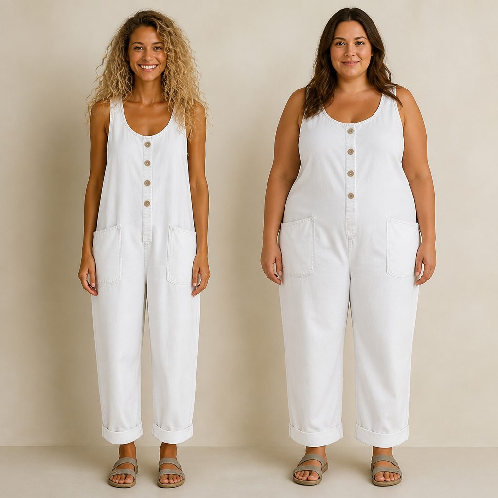 VelaStream™ – Relaxed Button-Front Denim Jumpsuit with Roomy Pockets
