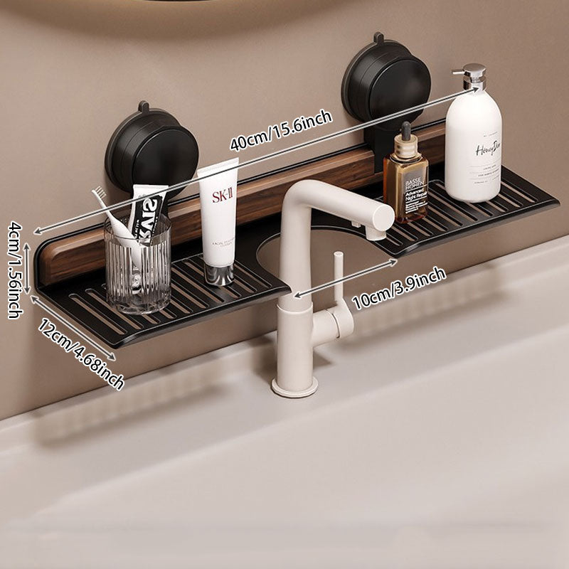 Wood-Look & Metal Faucet Shelf – No Drilling Required