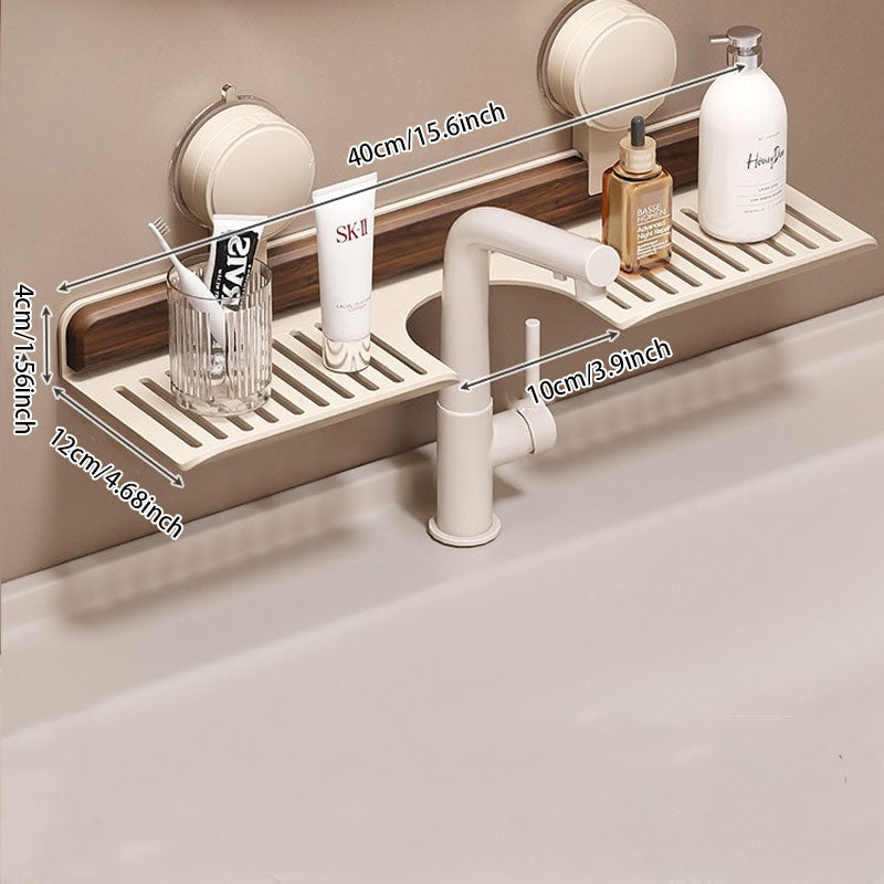 Wood-Look & Metal Faucet Shelf – No Drilling Required