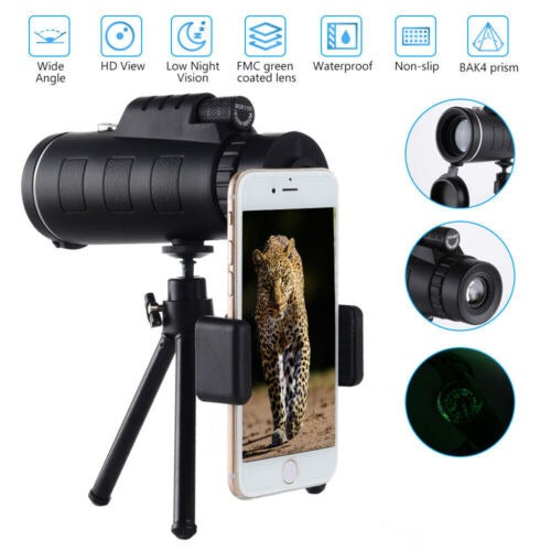 HD Monocular Telescope 40x60 with Tripod and Smartphone Holder