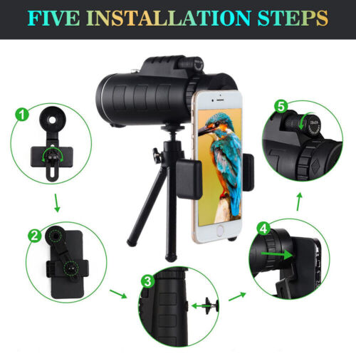 HD Monocular Telescope 40x60 with Tripod and Smartphone Holder
