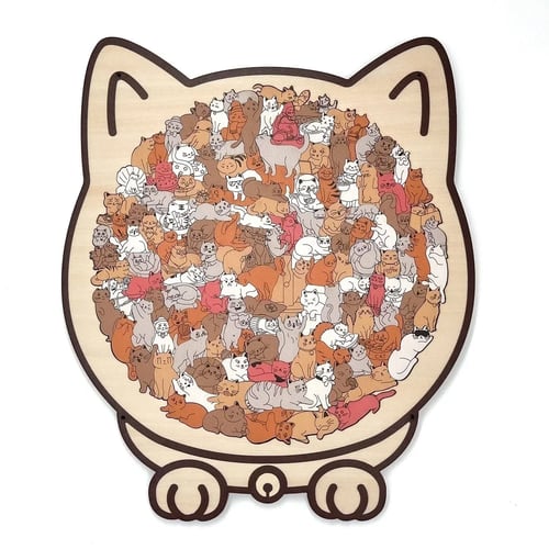 Calming Wooden Puzzle for Cat Lovers
