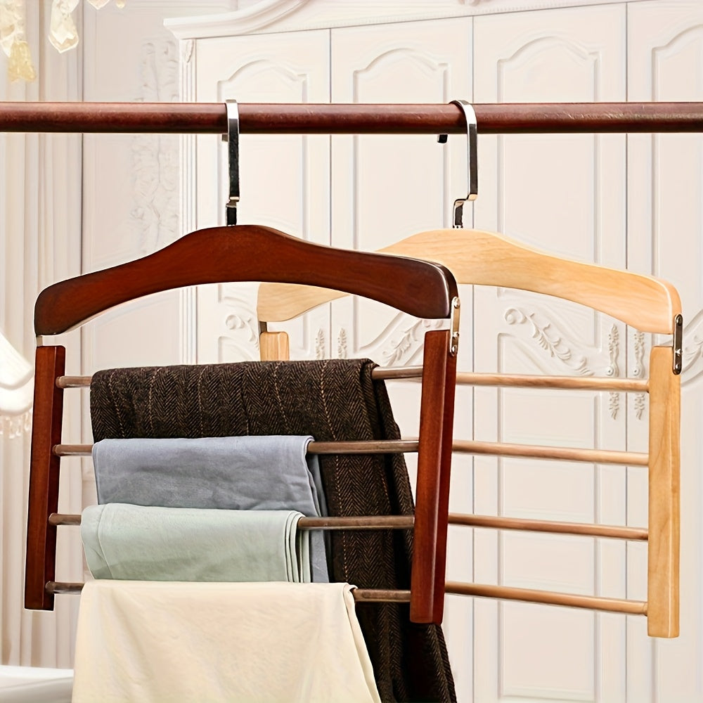 Set of 2 Multi-Layer Wooden Trouser Hangers