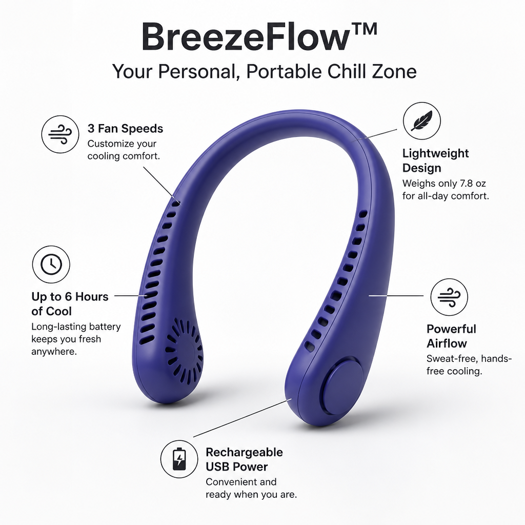 BreezeFlow™ — Unleash Instant, All-Day Freedom from Sweat and Heat