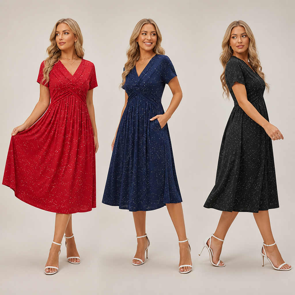 LuminaCurve™ Twisted V-Neck Dress — Own Every Curve with Effortless Elegance and Hidden Freedom