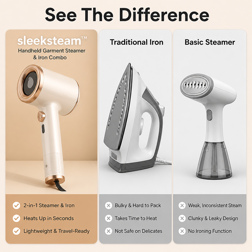 SleekSteam™ — Steam, Dry-Press & Pack Wrinkle-Free Style in Seconds Anywhere