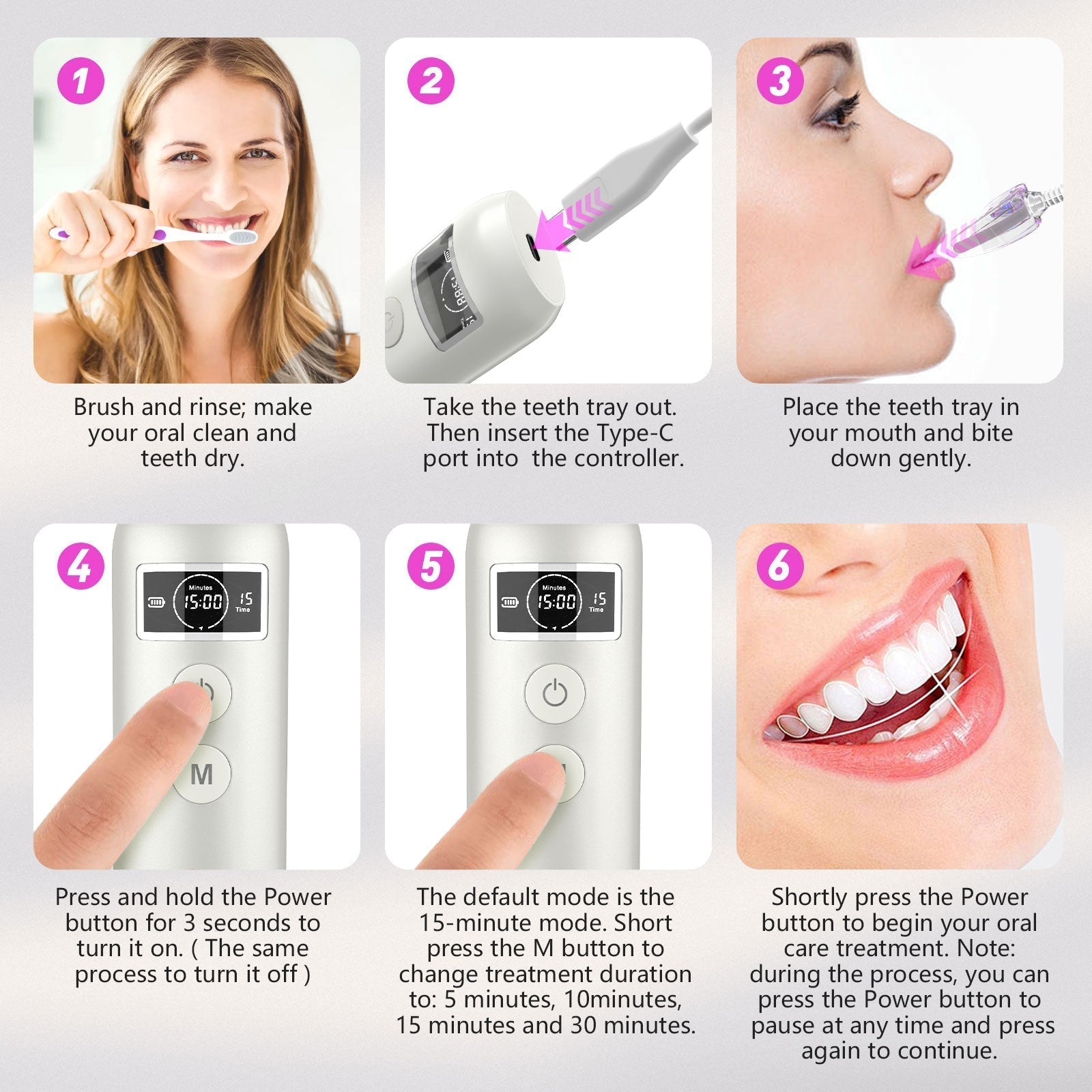 Gentle Gum Care Device with Red and Blue Light Therapy