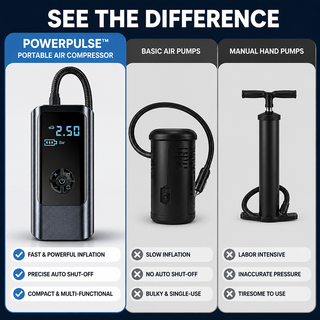 PowerPulse™ Portable Air Compressor — Take Control of Every Journey with Lightning-Fast, Worry-Free Tire Power
