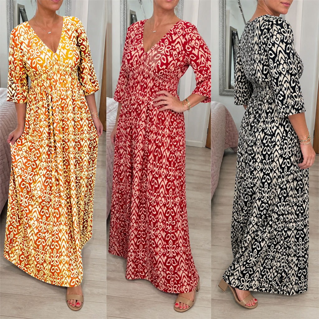 CelestialAura™ Floral V-Neck Dress — Flaunt Your Curves with Effortless Elegance and All-Day Comfort