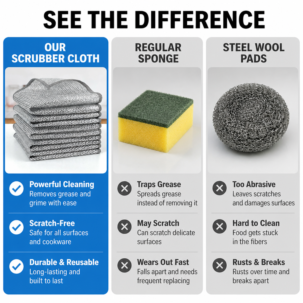 EverDazzle™ Scrubber Cloths — Power Clean Your Kitchen Without a Single Scratch or Smell