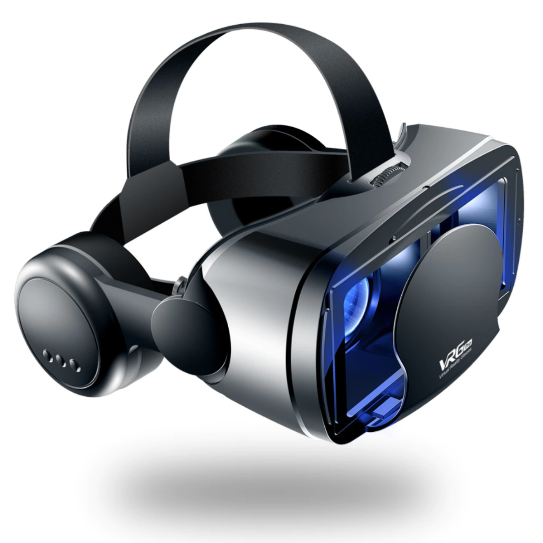 VR Headset with Built-in Headphones – Adjustable Lenses, Broad View & Universal Phone Support | Immersive 3D Experience for Smartphones
