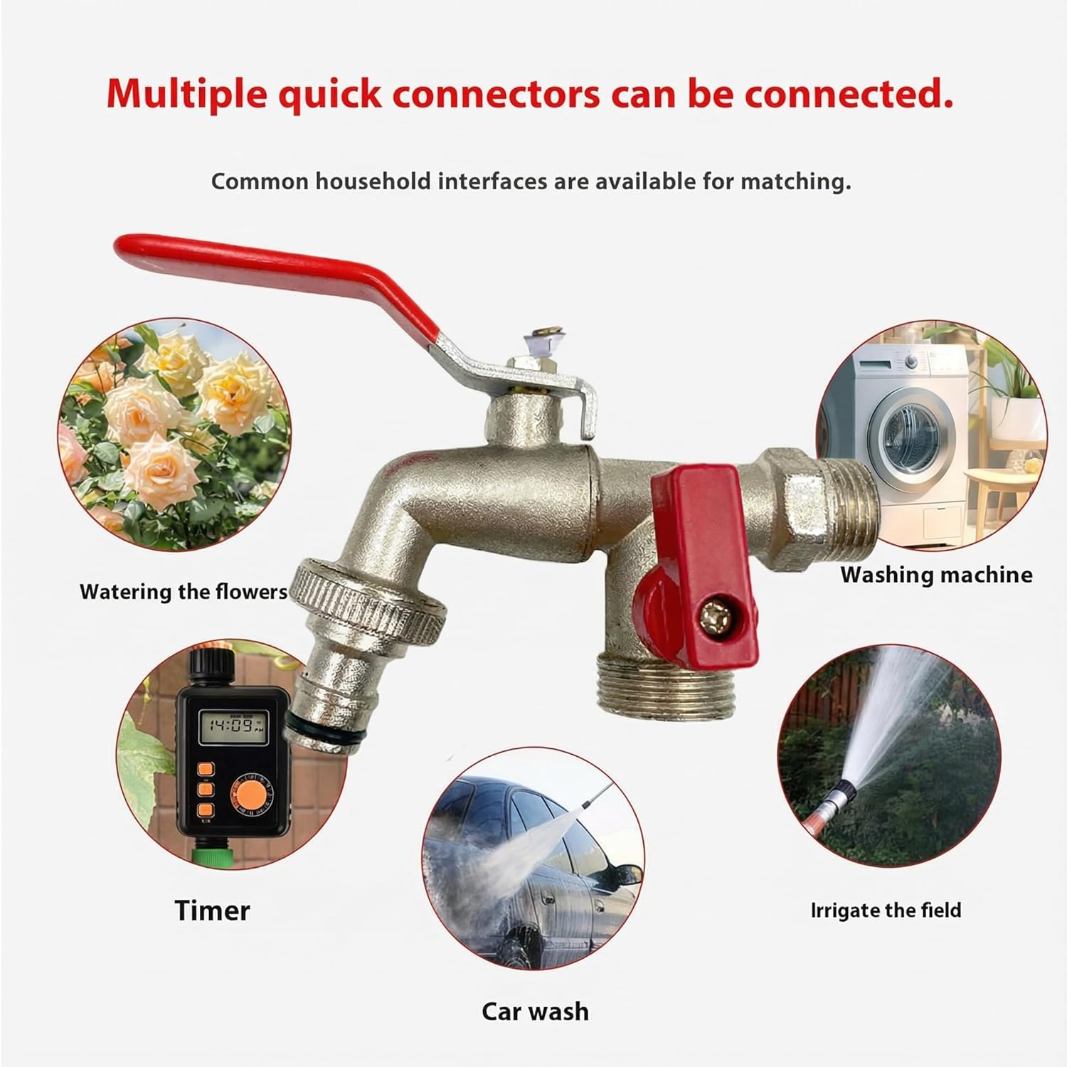 Stainless Steel Double Faucet with Two Outlets