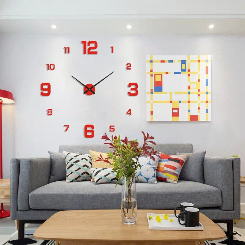 Modern Wall Clock Featuring 3D Raised Numbers Design