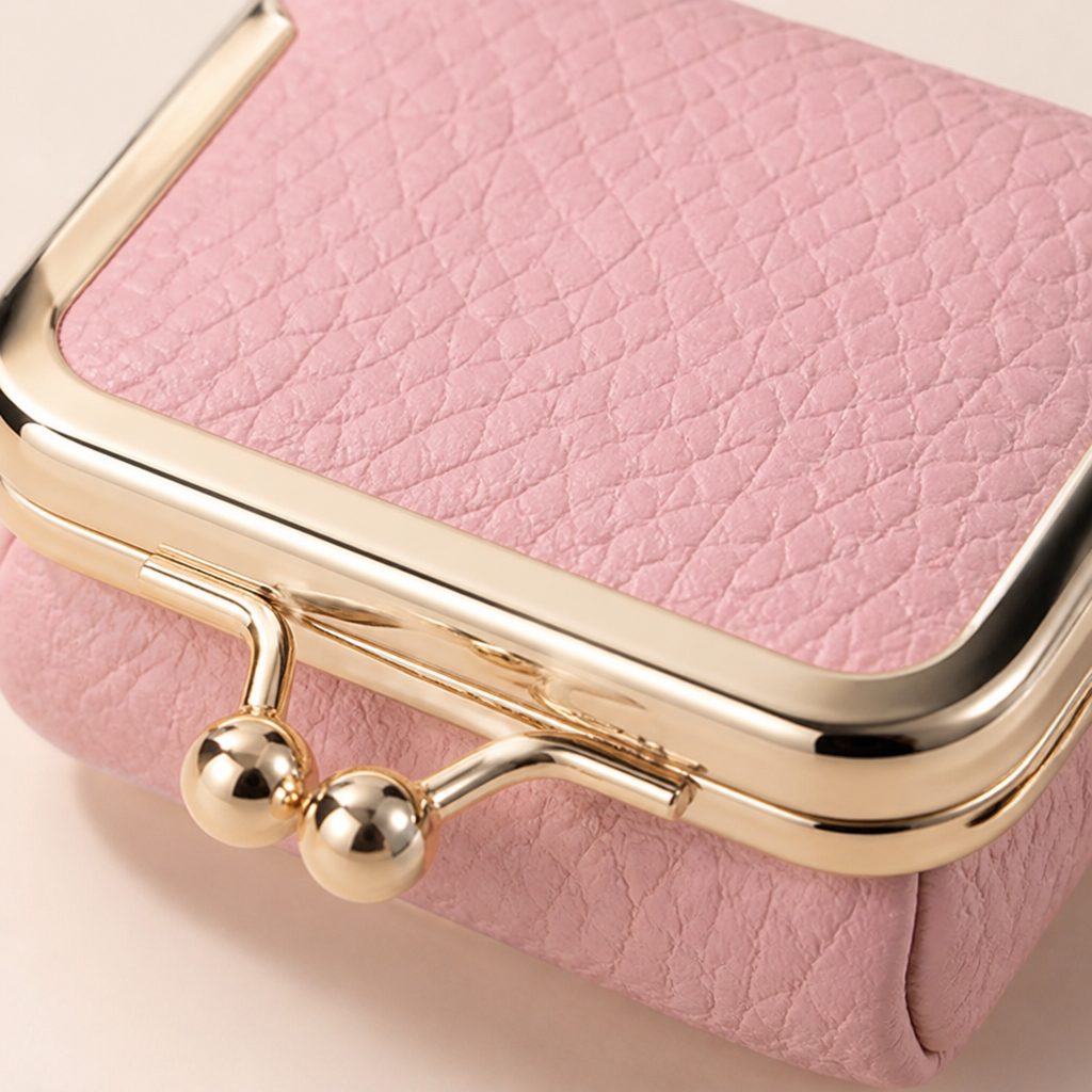 GlimmerGuard™ – Genuine Leather Mini Jewelry Case with Gold Kiss-Lock Clasp