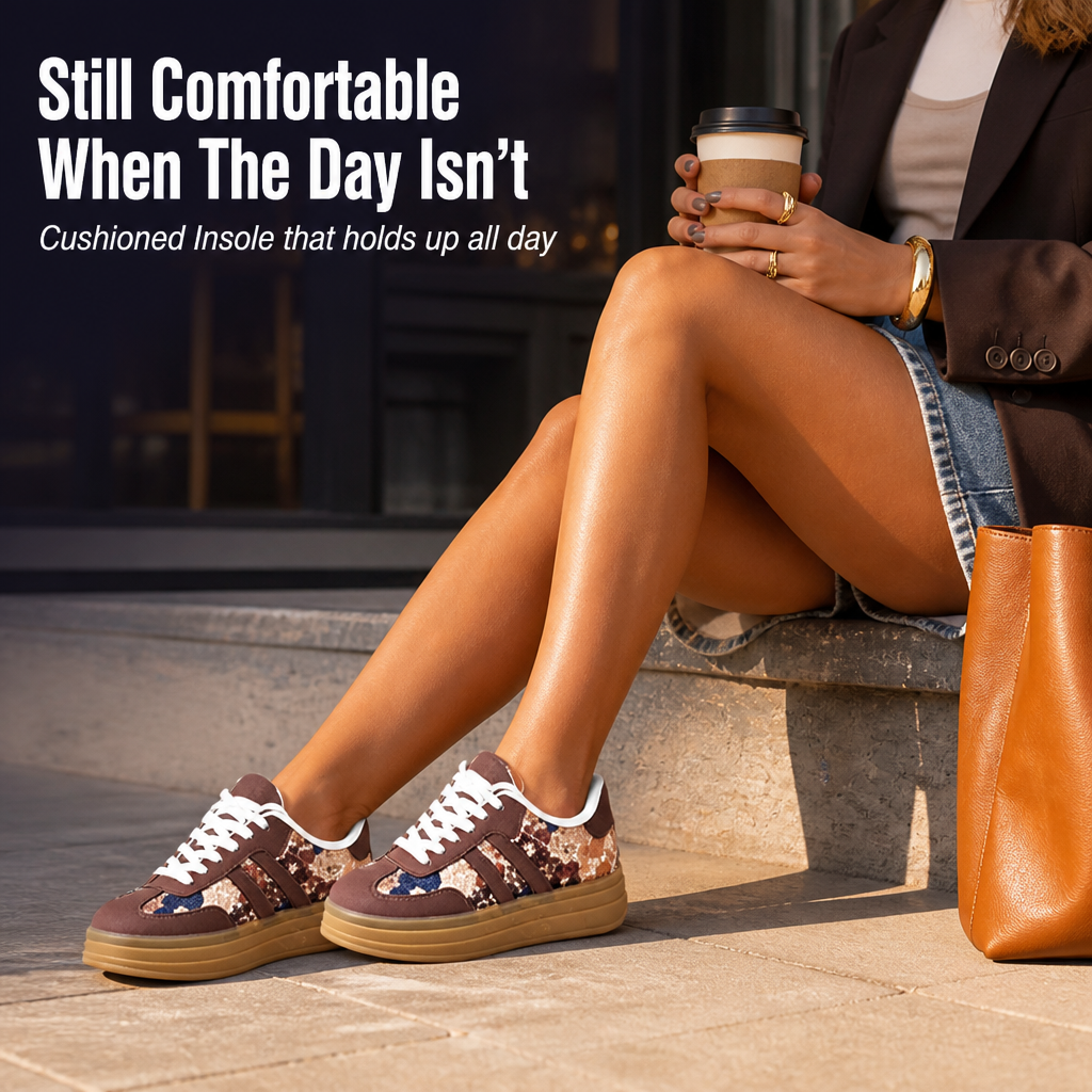 RadianceStride™ Brown Sneakers — Ignite Your Style with Unmatched Comfort and Subtle Glamour