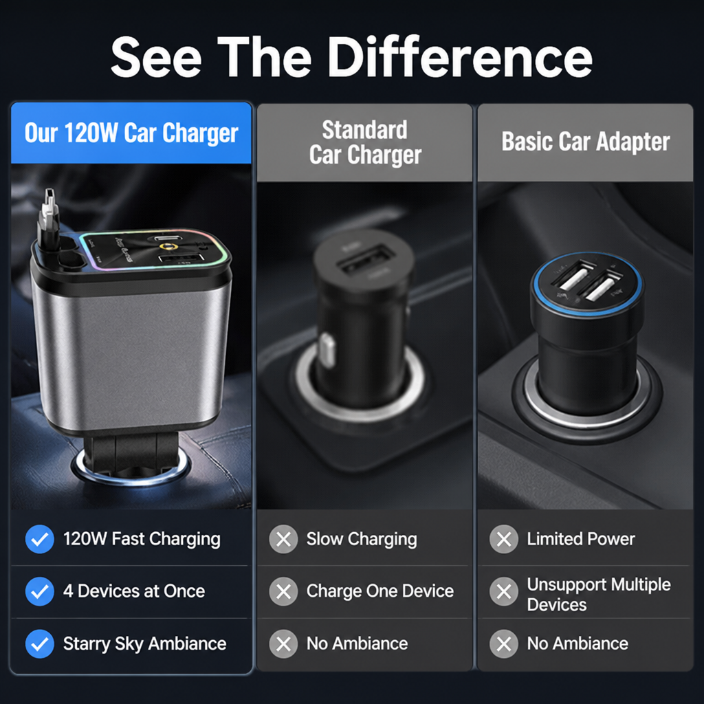 VoltAura™ 120W — Charge at Lightning Speed While Transforming Your Ride into a Stunning Starry Escape