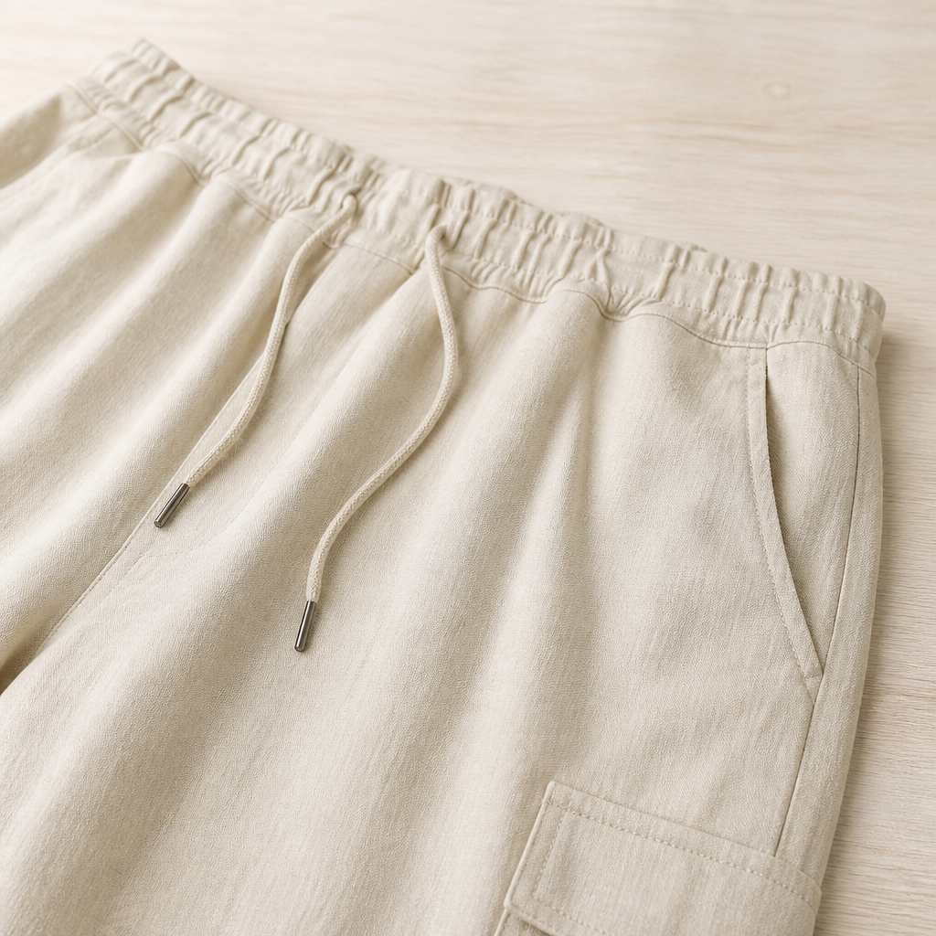 BreezyLife™ – Breathable Cotton-Blend Summer Shirt & Drawstring Pants Set