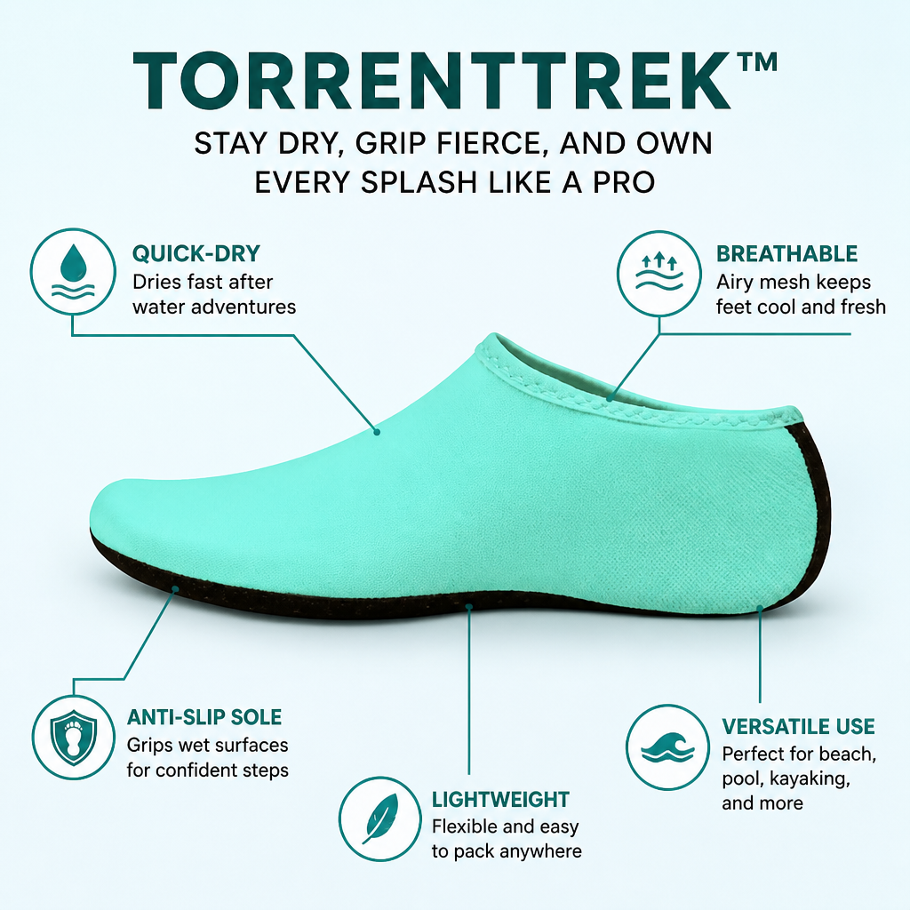 TorrentTrek™ — Slip On, Grip Wet Rock, and Skip the Soggy Sneakers