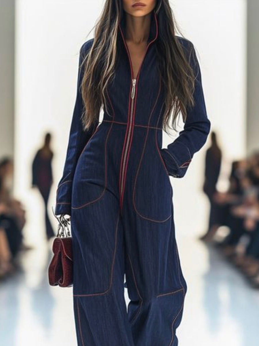 IndigoAura™ Wide-Leg Denim Jumpsuit — Own Effortless Style and Unmatched Comfort All Day Long