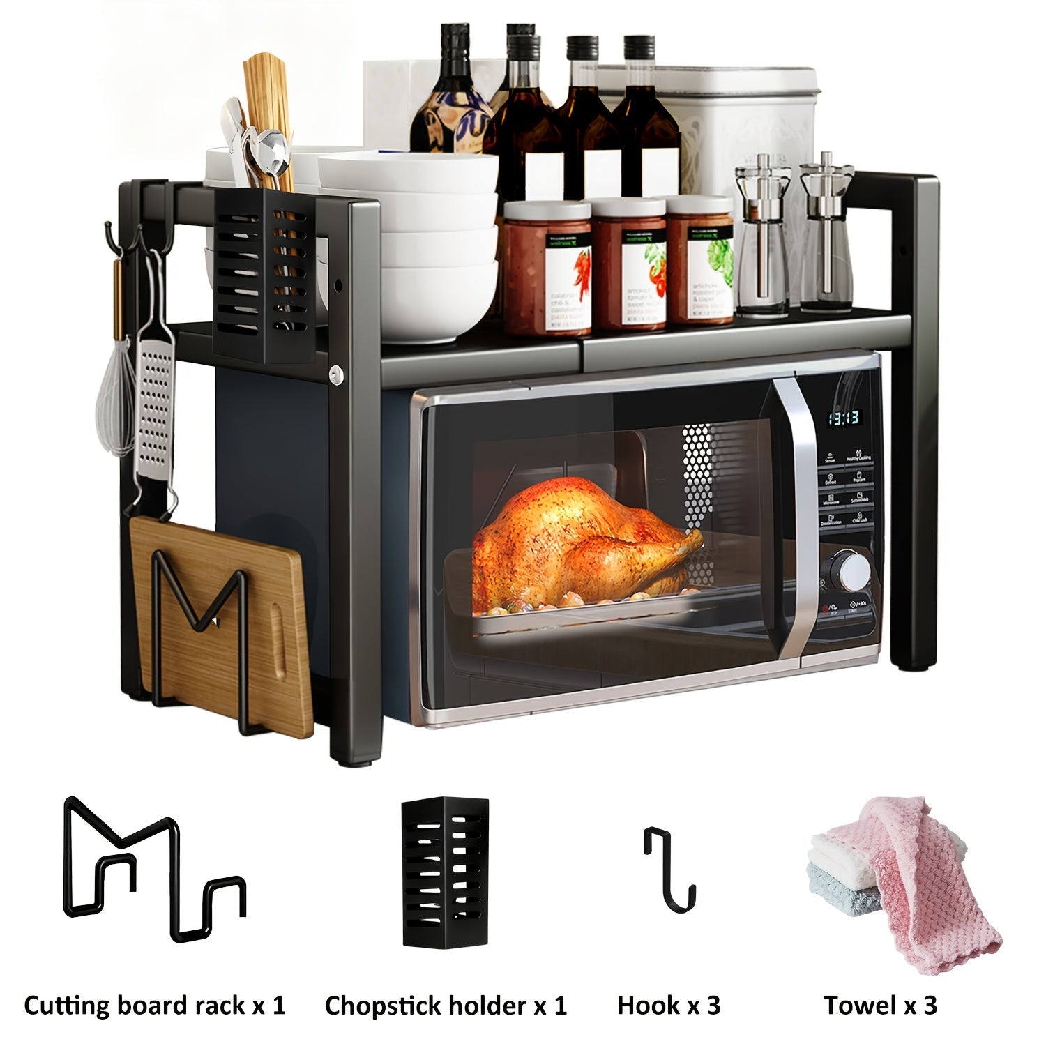 Expandable Microwave Rack with 2 Tiers