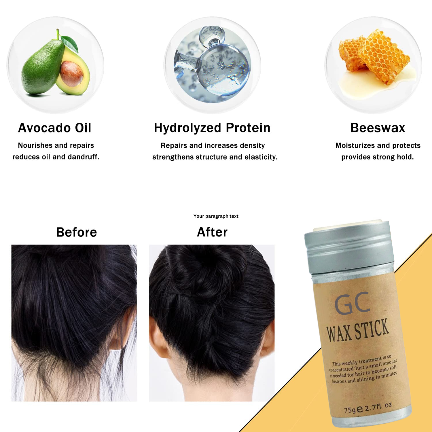 Hair Wax Stick for All-Day Hold and Natural Care for a Radiant Look
