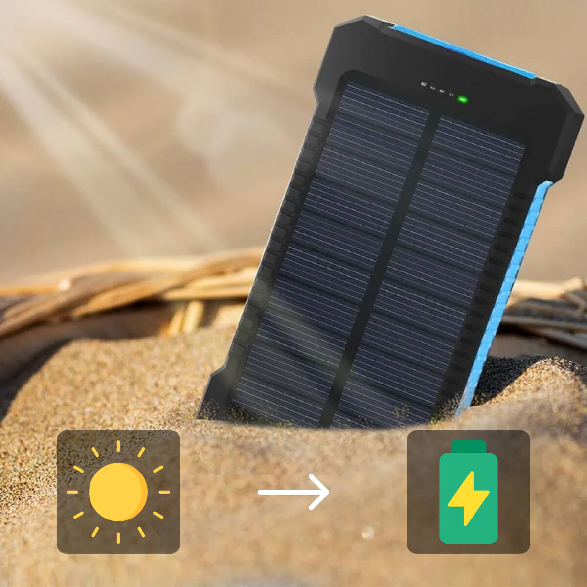 Portable Solar Charger with Dual USB Output – Water-Resistant Power Bank