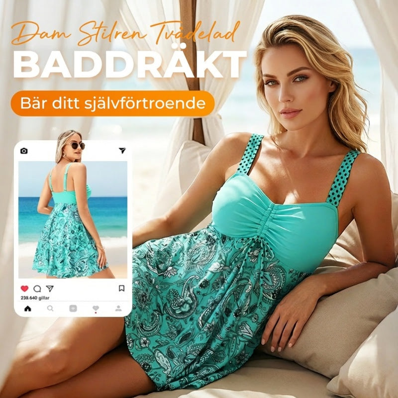 Adjustable Strap Swim Set with High-Waisted Bikini Bottom
