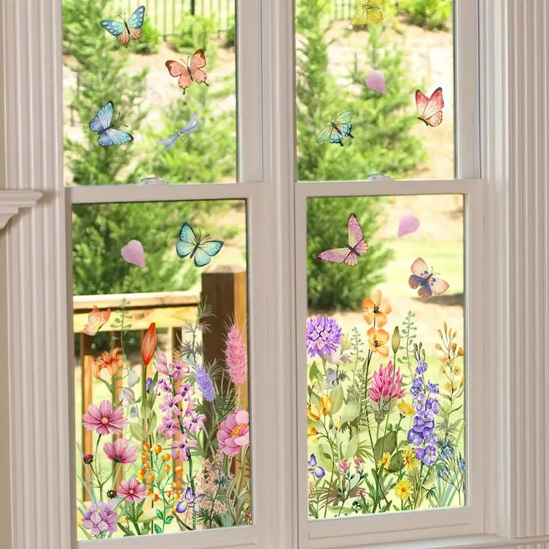 1+1 Free | Colorful Flower Bouquet Window Stickers