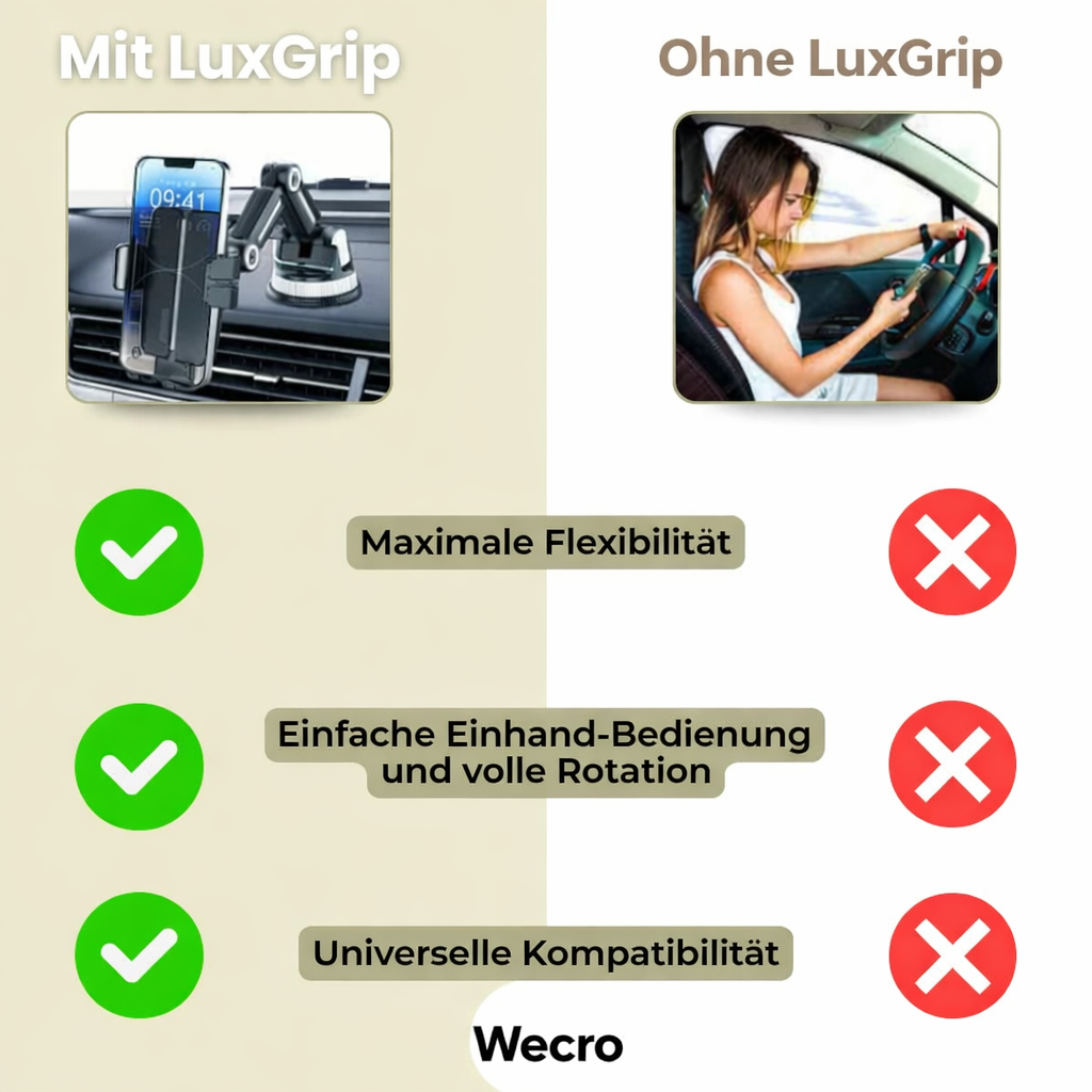 Phone Mount | Smartphone Holder with Suction Cup & 360° Swivel | LuxGrip