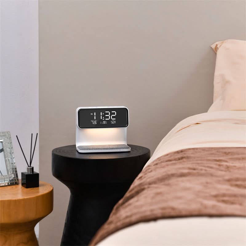 Bedside Light with Wireless Charger and Alarm Clock Unit
