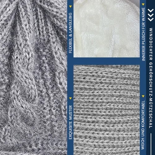 Warm Hat Scarf Set with Built-in Face and Ear Protection