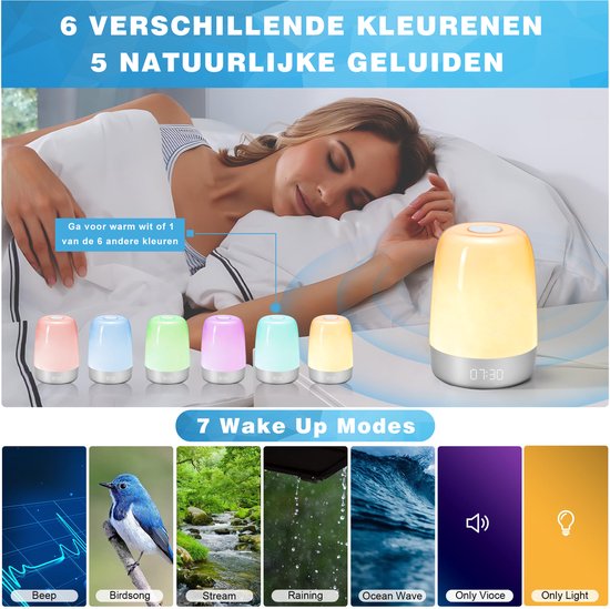 Sunrise Alarm Lamp with Natural Sounds – Gentle Wake-Up Light for Sleep Improvement