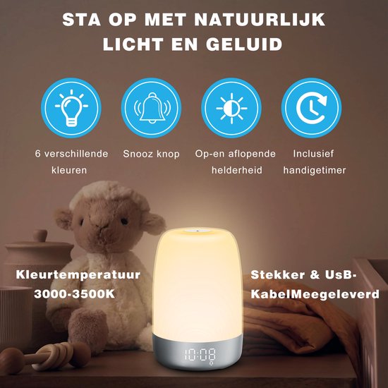 Sunrise Alarm Lamp with Natural Sounds – Gentle Wake-Up Light for Sleep Improvement