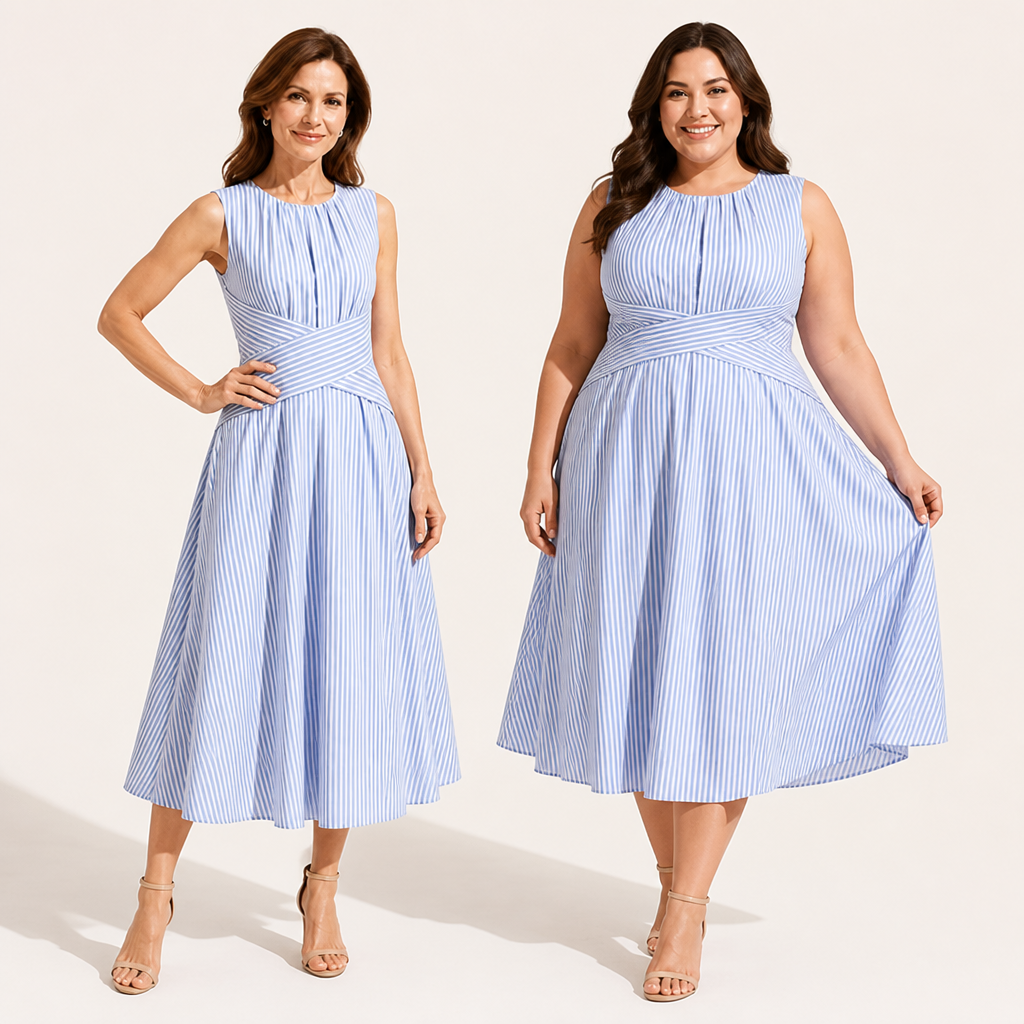 AzureLuxe™ Wrap Waist Midi Dress — Turn Heads with Effortless Cool Confidence