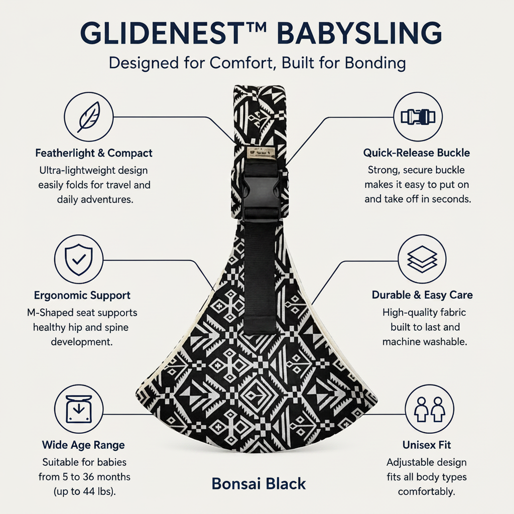 GlideNest™ BabySling — Feel the Joy of Hands-Free, Hug-Like Comfort Every Step of the Way