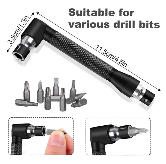 6-Piece Multi-Angle Drill Bit and Adapter Set – Precision Power for Tight Spaces