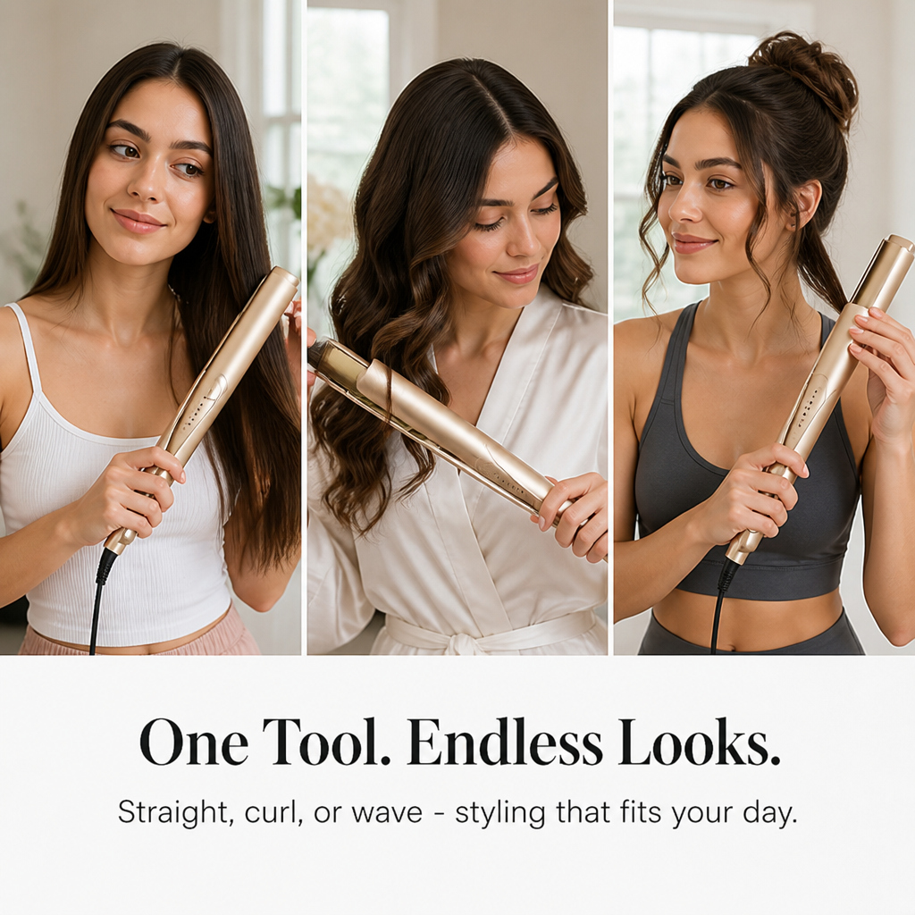 VeronaLuxe™ — Straighten, Curl & Shine With One Gold Wand in Minutes