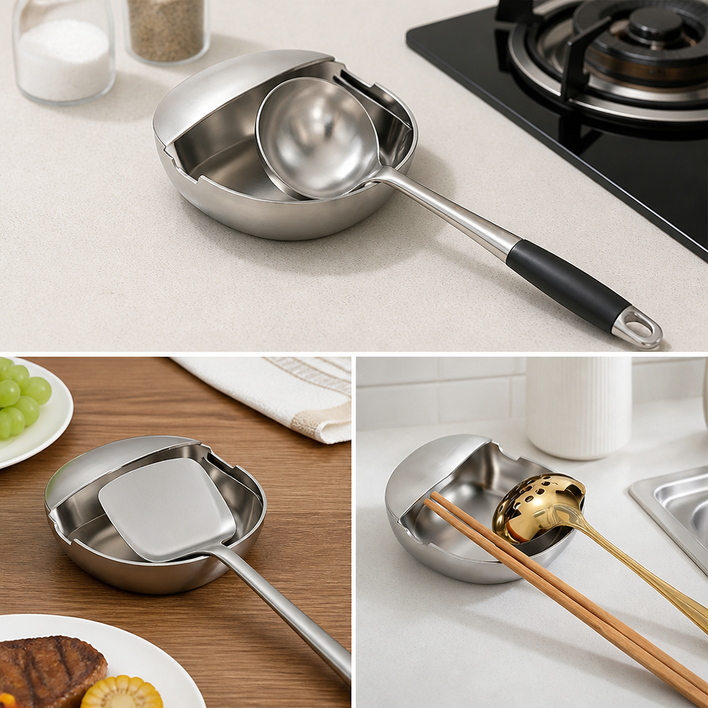 ArisPlate™ Stainless Spoon Rest — Keep Every Counter Spotless and Stress-Free While You Cook