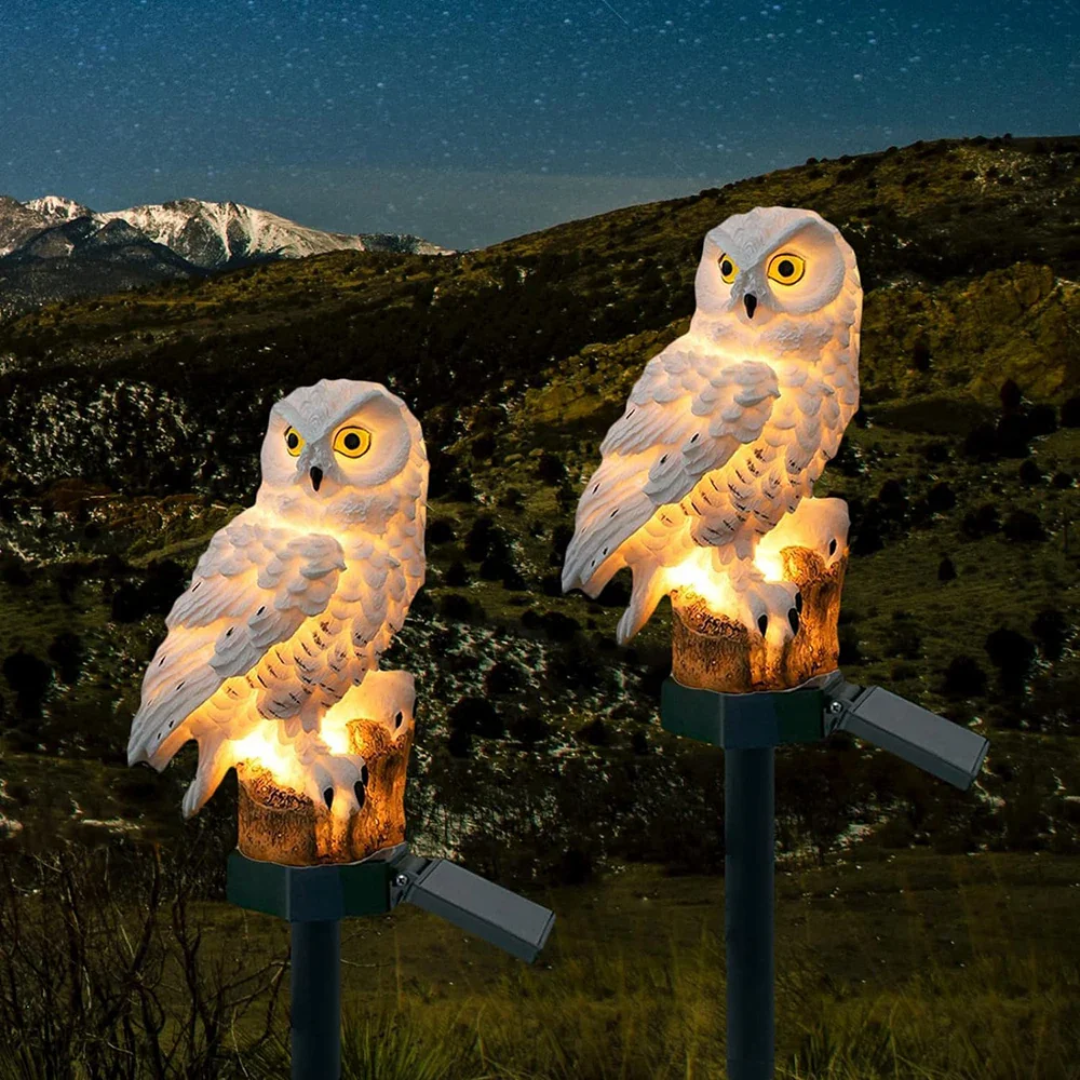 Solar Garden Light in Owl Design for Outdoor Pathways and Ambience