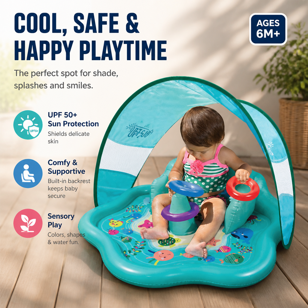SplashNest™ — Keep Your Baby Cool, Comfy, and Protected for Endless Sunny Smiles