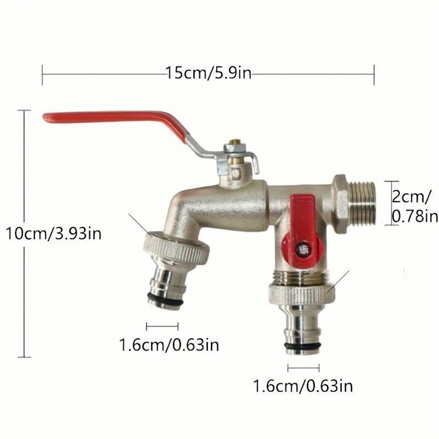 Stainless Steel Double Faucet with Two Outlets