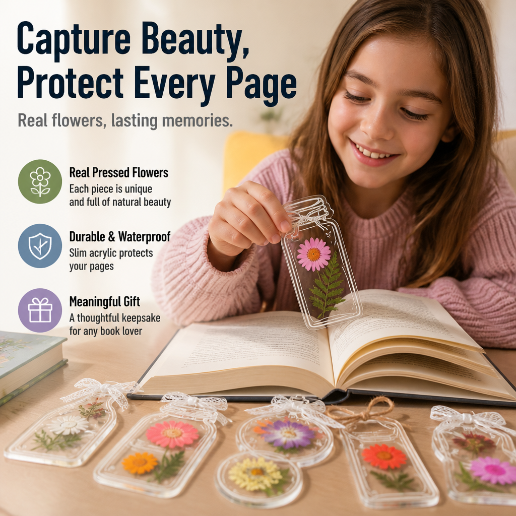 VerdantaLeaf™ — Mark Your Page With Real Pressed Flowers Sealed in Waterproof Acrylic